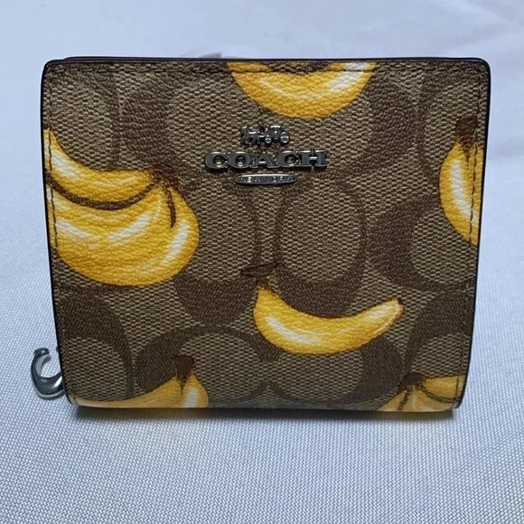 COPY - COACH Snap Wallet, banana print. NWT.